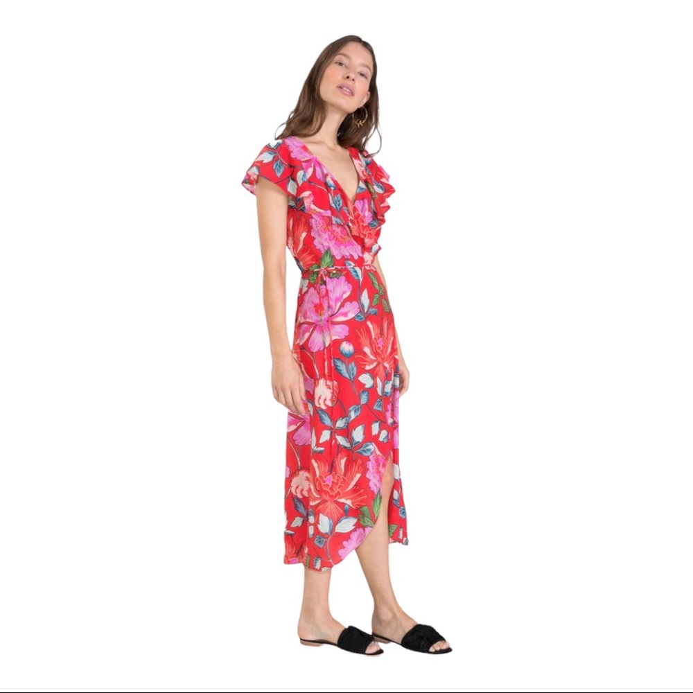 & Other Stories Floral Ruffle Wrap Dress